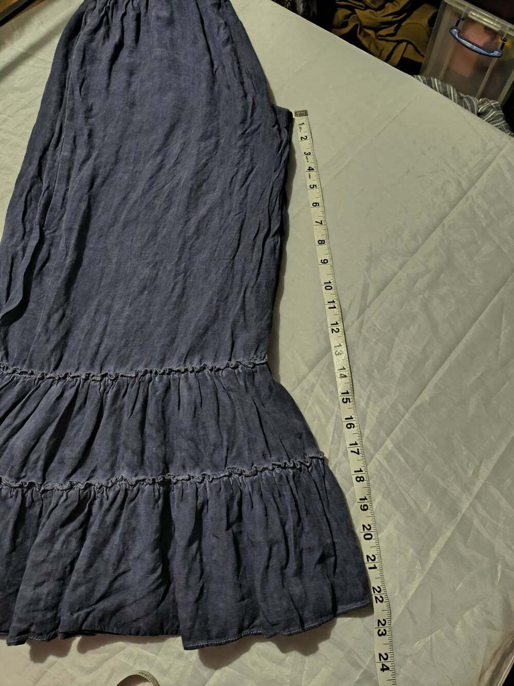 Umgee USA Womens Size S Blue wide leg flowy pants boho Bohemian tiered ruffles - Picture 10 of 11